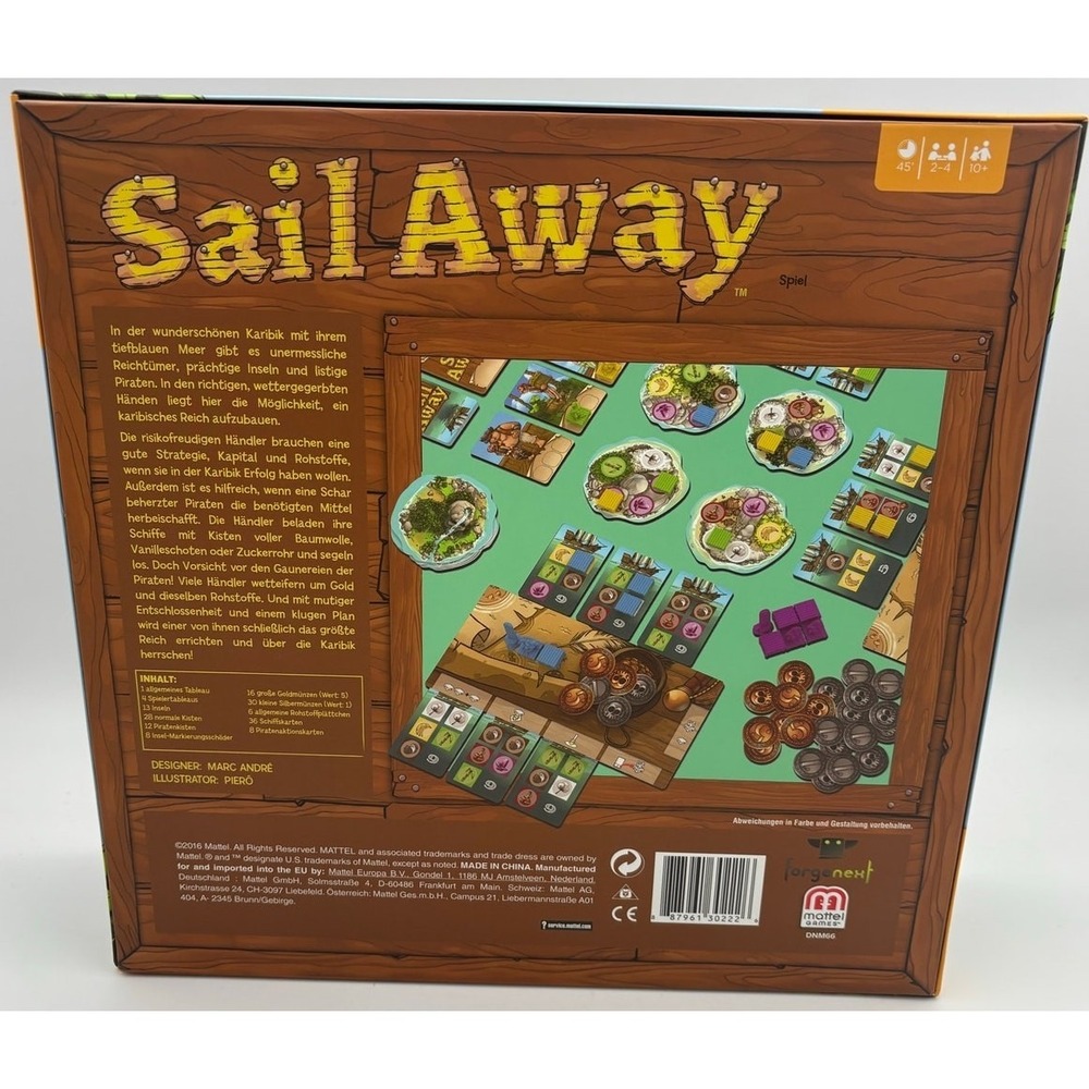 Sail Away Board‎ Game Marc Andre Mattel Games 2016 Never Played - Picture 12 of 12